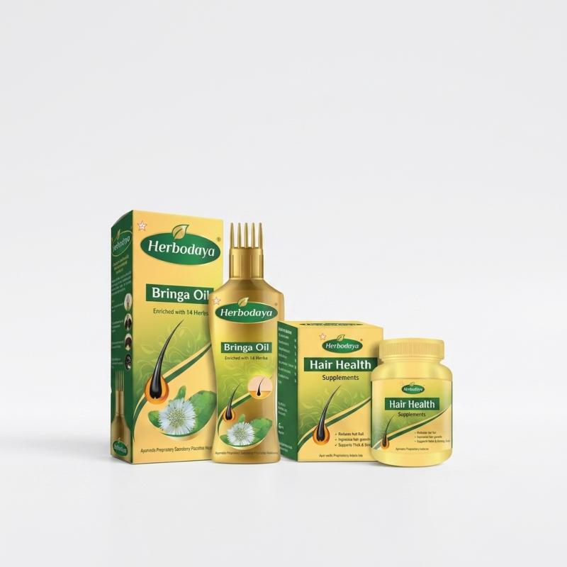 Bringa Oil (100ml) + Hair Health Supplement (60 Nos) Combo