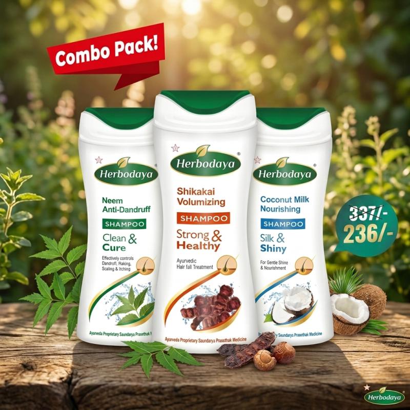 Combo Pack(3*100ml)(Neem Anti-Dandruff Shampoo + Shikakai Volumizing Shampoo + Coconut Milk Nourishing Shampoo)