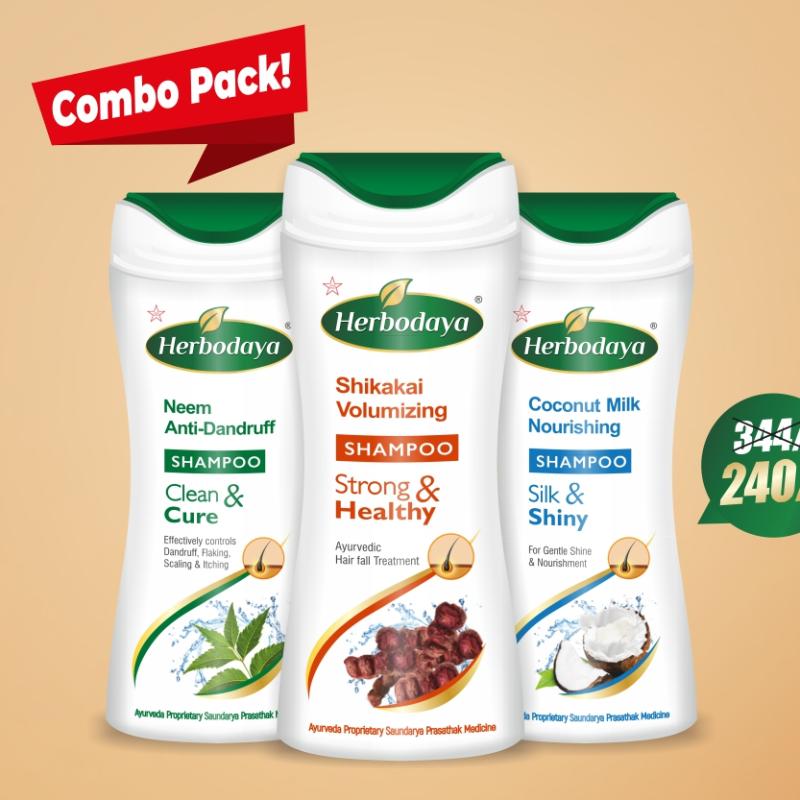 Combo Pack(3*100ml)(Neem Anti-Dandruff Shampoo + Shikakai Volumizing Shampoo + Coconut Milk Nourishing Shampoo)
